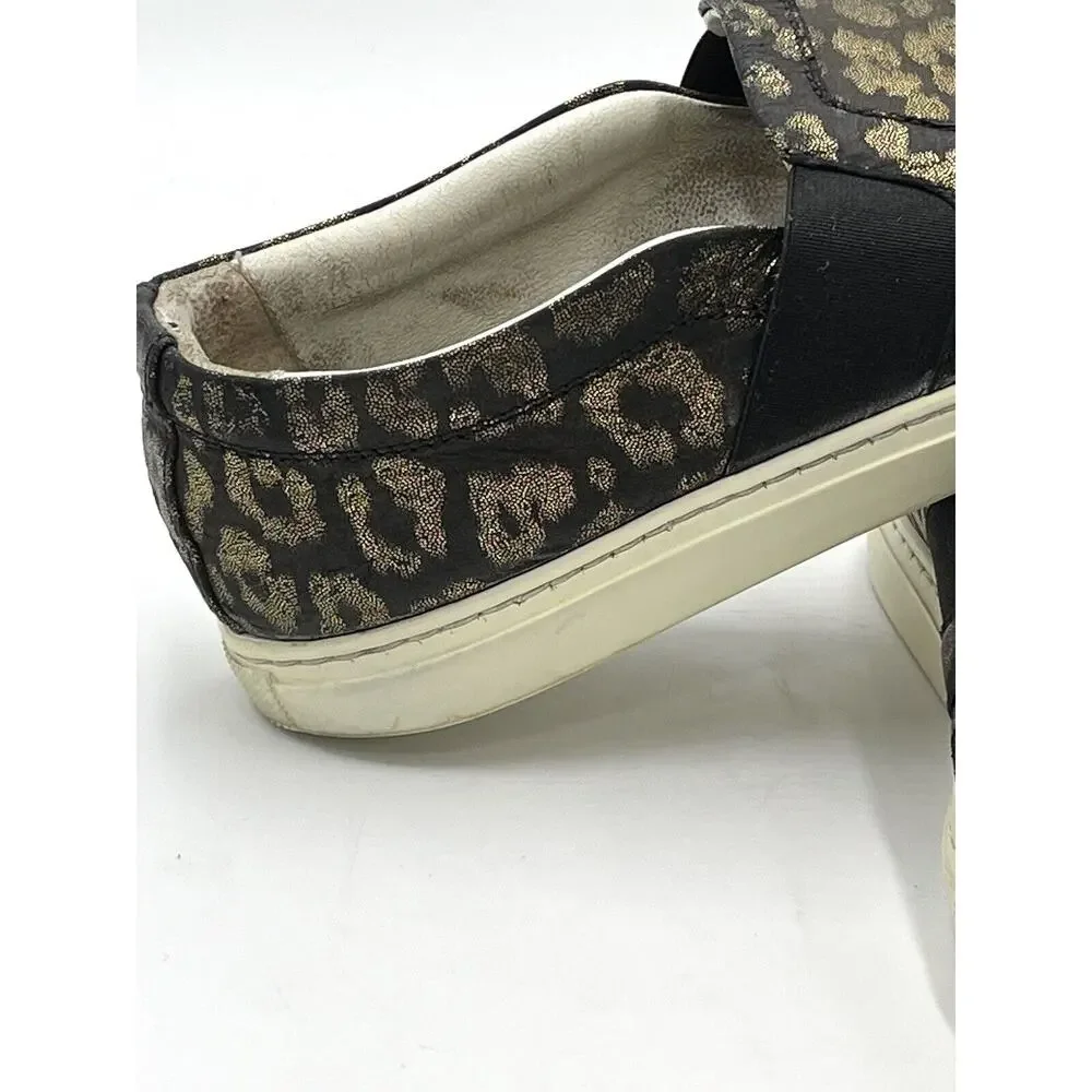 LANVIN Paris Metallic Black Gold Leopard Slip on Brocade Sneaker Size 38‎ /US 7